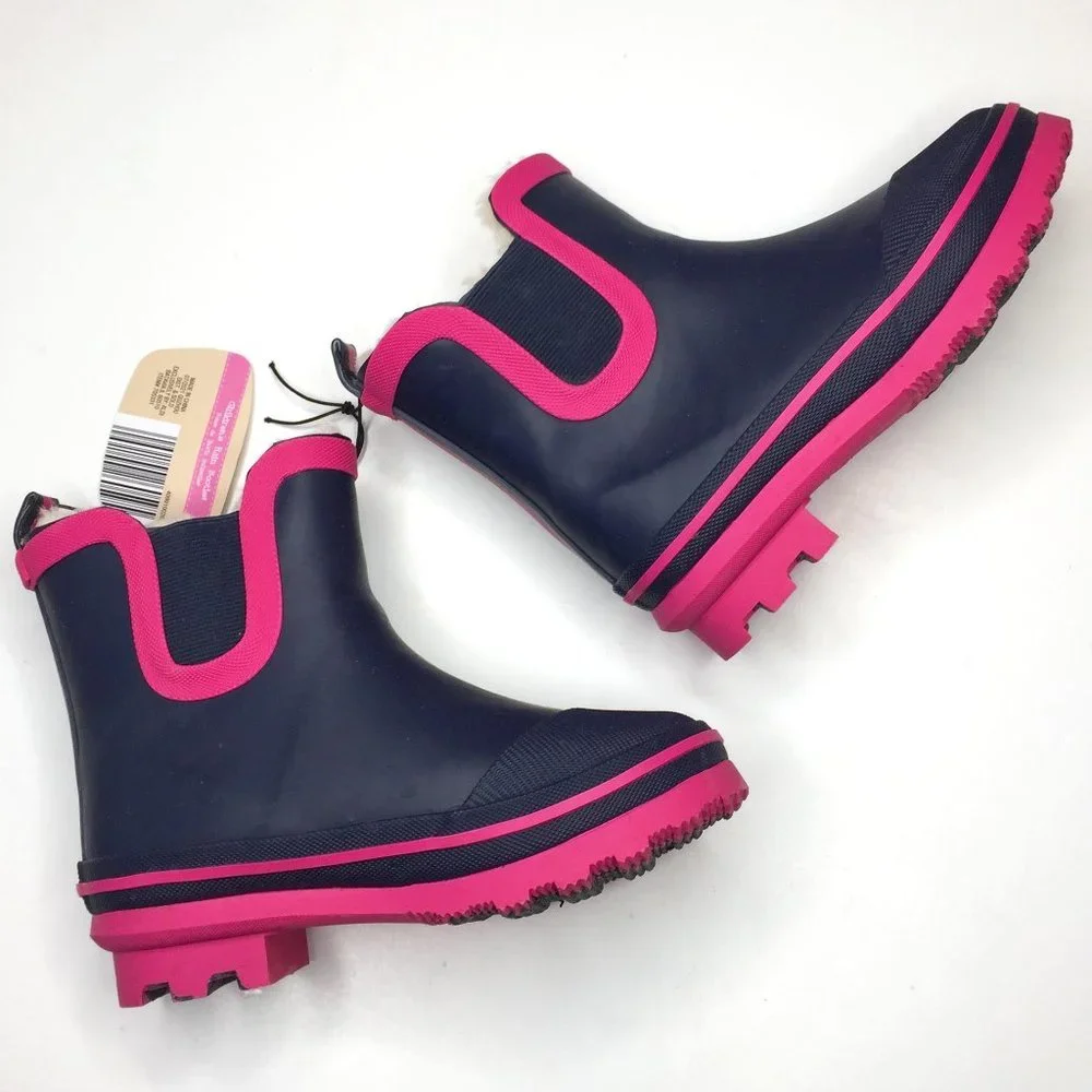 Lily & Dan girl's faux fur lined rain boots. NWT in navy and pink. - Picture 1 of 7